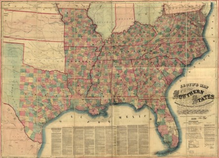 Southern states showing all the railroads, their stations & distances - 1862