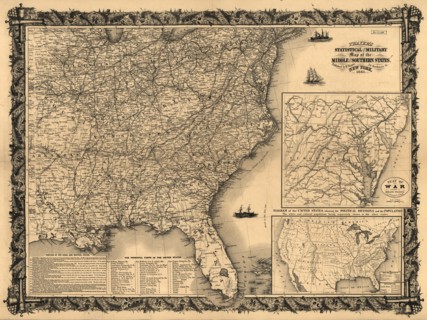 Statistical and military map of the middle and southern states. - 1861 1861