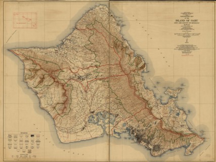 Topographic map of the Island of Oahu : city and county of Honolulu, Hawaii  1938 1938