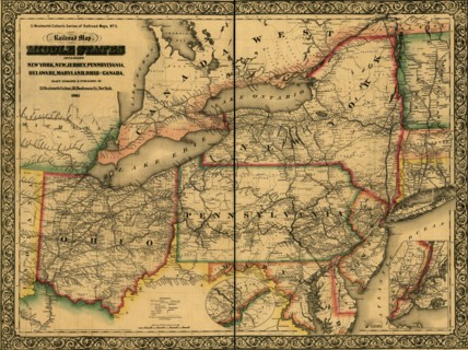 middle states including New York, New Jersey, Pennsylvania, Delaware, Maryland, Ohio and Canada; 1862