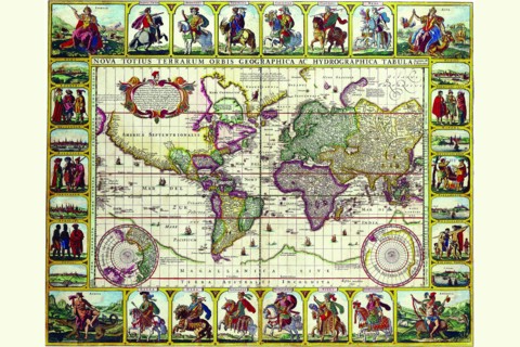 World Map of lands and waterways 1652