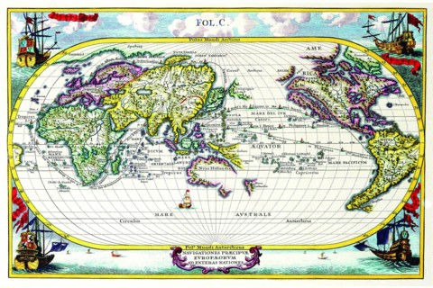 Navigationes Precipae Europorum ad Exteras Nationes; Navigational Map of the World 1700