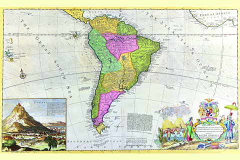 Antique Map of South America 1715