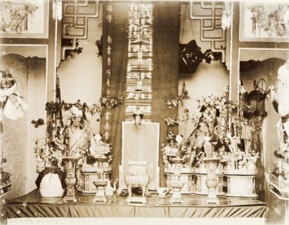 An altar inside a Hong Kong Joss house