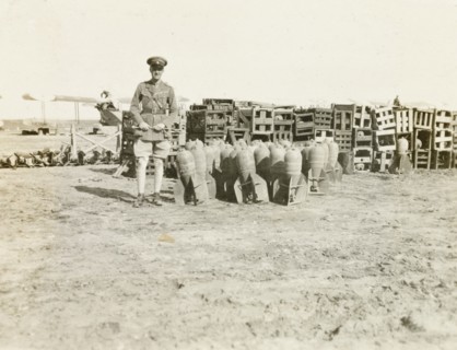 British officer with bombs on airfield
