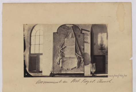 Monument to William Stapleton in Port Royal church, Jamaica