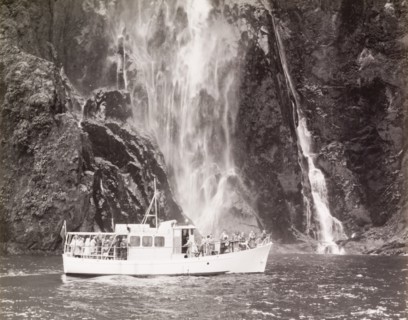 A tourist launch at Milford Sound