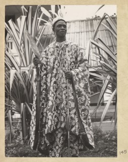 Posed shot of chief attending a meeting at Enugu