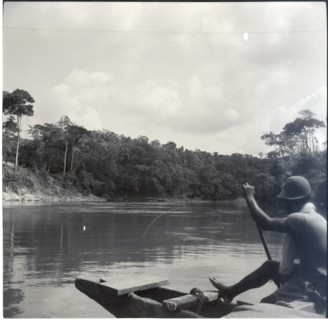Journey from Ibadan to Cameroons, the Cross river ferry (at Mfum), crossing (paddling)
