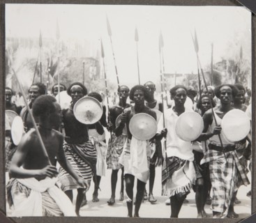 Group of Somali men with spears and shields