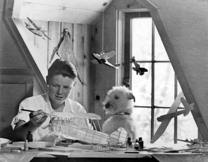 Boy Building A Model Airplane