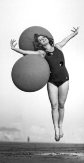 Leaping Beach Woman