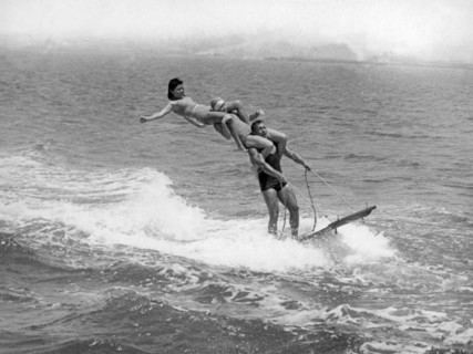 San Diego Bay, California  c. 1926  
This triple stack was doomed when the top passenger lost her
