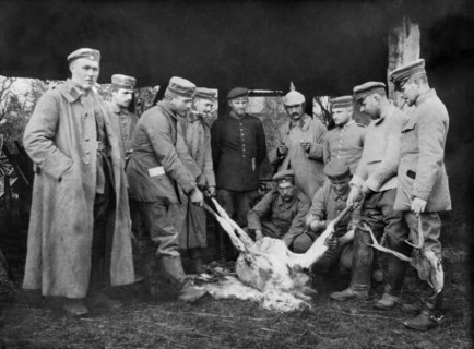 Soldiers Cleaning A Deer