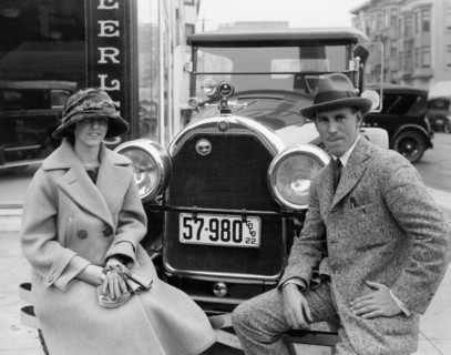 Couple With Their Peerless Car