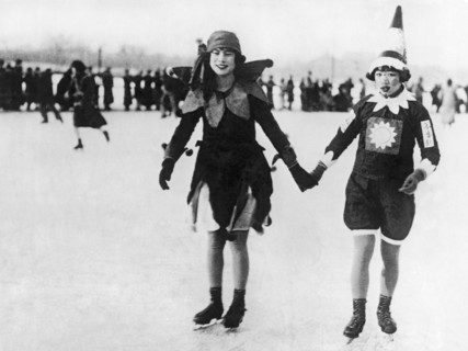 Chinese Flapper Girls Skating