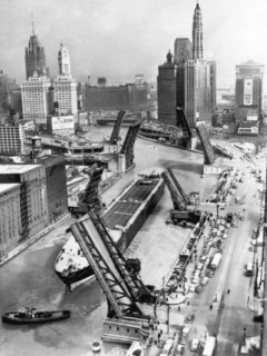 Chicago River Drawbridges Up