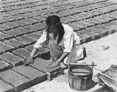 Indians Making Adobe Bricks