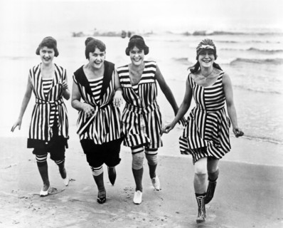 Four Women In 1910 Beach Wear
