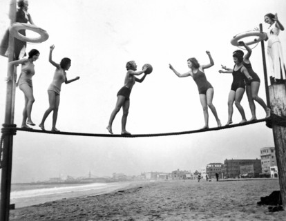 Women Play Beach Basketball