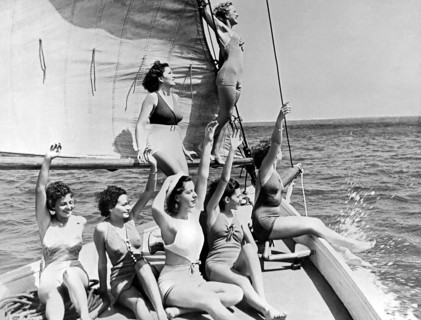 Young Women On A Sailboat.