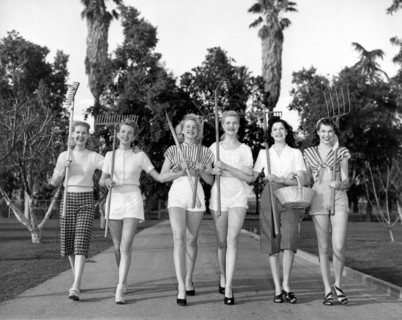 Six Women Going Gardening