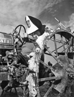 Nun Runs Tractor On Farm