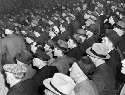 Baseball fans at Yankee Stadium for the third game of the World