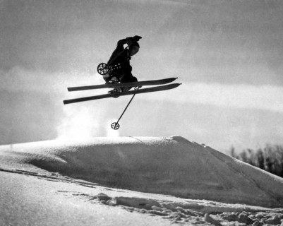 A Soaring Skier In Profile