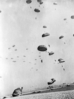 Members of the First Allied Airborne Army drop behind German positions on the far side of the Rhine.