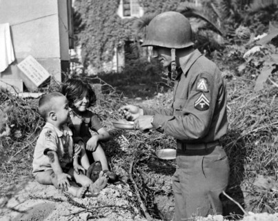 Soldier Shares His Meal