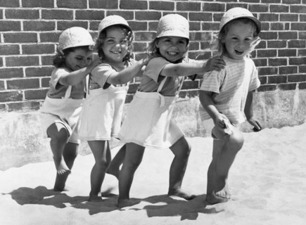 Four Little Girls Having Fun