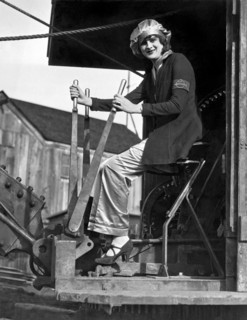 Woman Works Steam Shovel