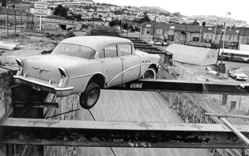 A Car Precariously Balanced