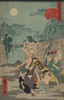 Porters drop a man being carried in a Sedan Chair 1861