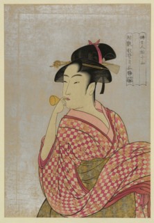 Young lady blowing on a poppin. 1790