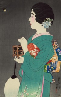Woman hold box to catch fireflies