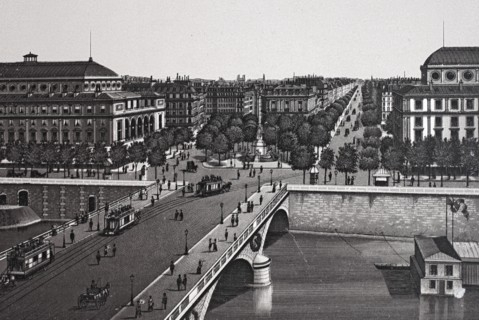 Paris, la place du chatelet et du boulevard de sebastopol
