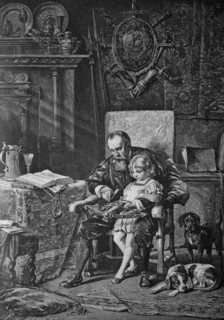 Father showing a crossbow