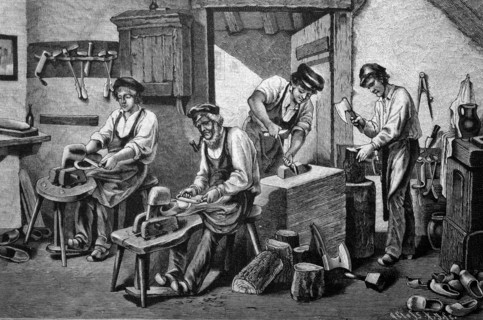 Workshop of wooden shoe carvers