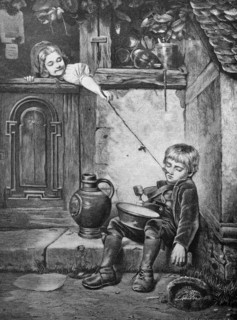 Girl bothering a boy