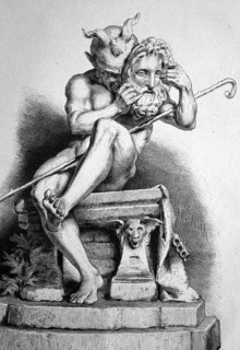 Faun holding a zeus mask