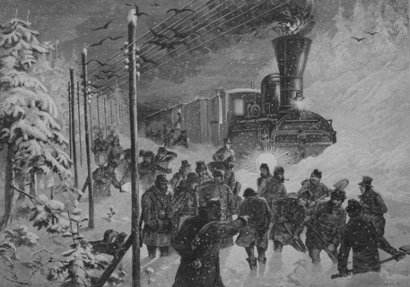Train stuck in snow