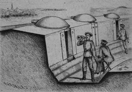 Trenches with wheeled armored turrets