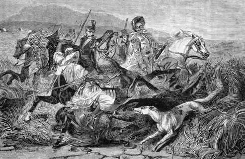 Arabian boar hunters
