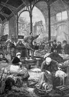 Fish market in the market halls of paris