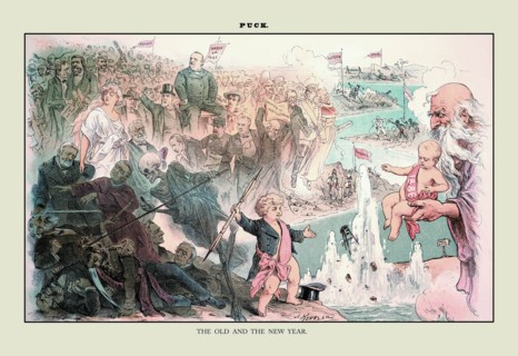 Puck Magazine: The Old and the New Year 1886