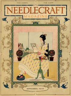 Victorian Girl does Needlepoint Portrait 1926