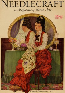 Young Gilr embroiders a patterned fabric 1930