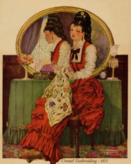 Young Gilr embroiders a patterned fabric 1930